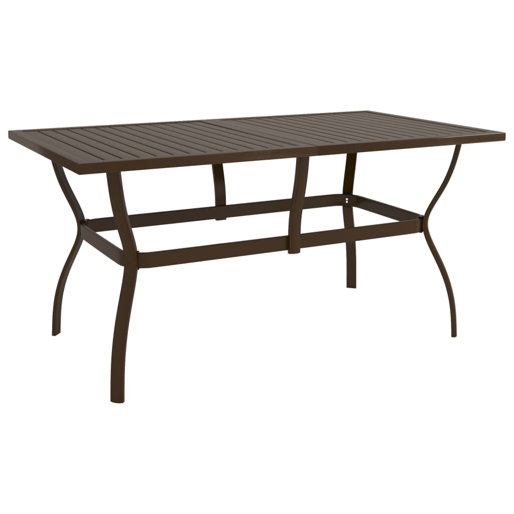 vidaXL Záhradný stôl hnedý 140x80x72 cm oceľ