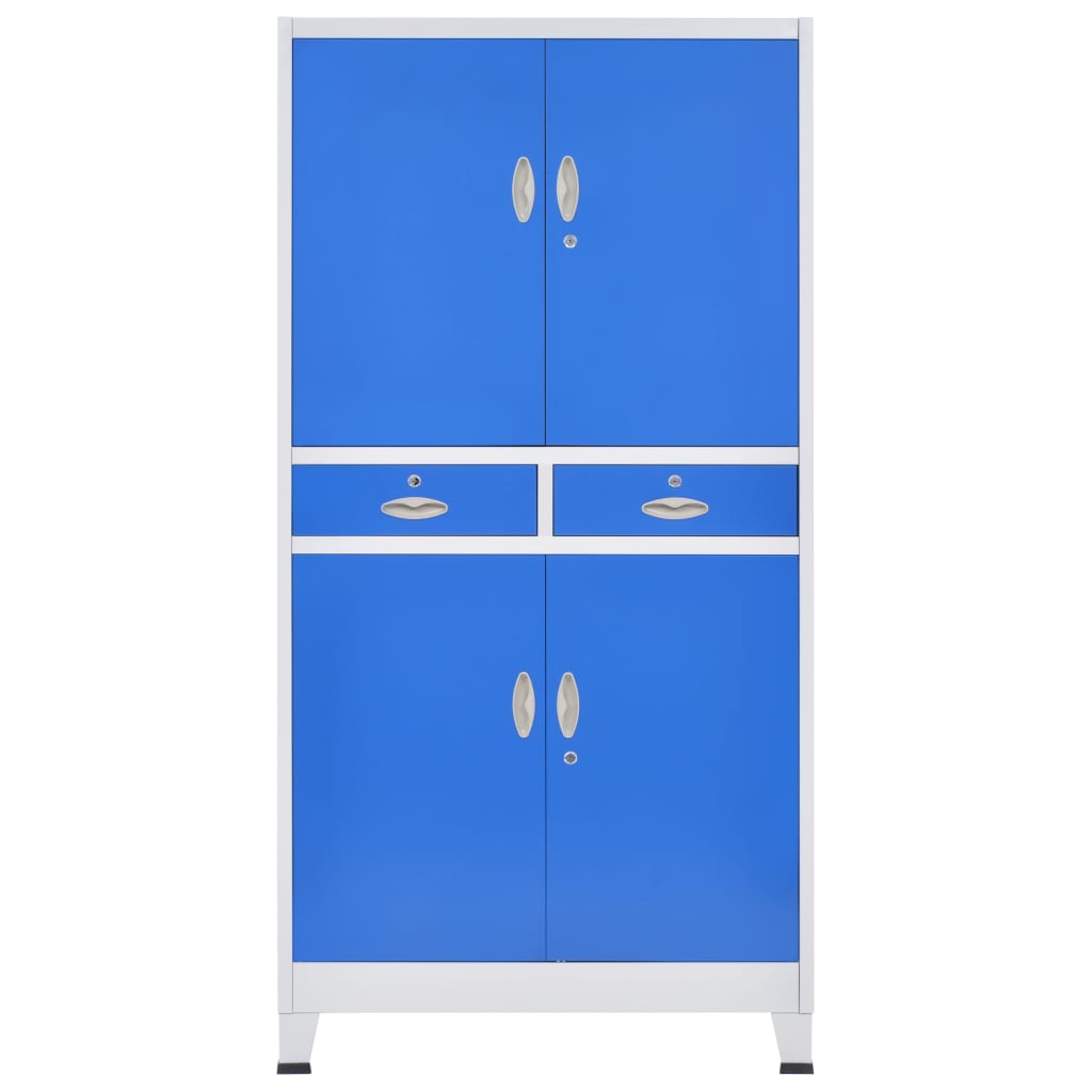 vidaXL Kovová šatňová skriňa so 4 dverami, 90x40x180 cm šedá a modrá