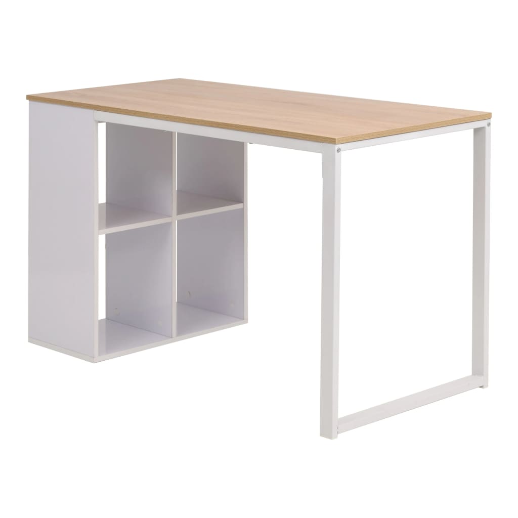 vidaXL Písací stôl 120x60x75 cm, dubová a biela farba