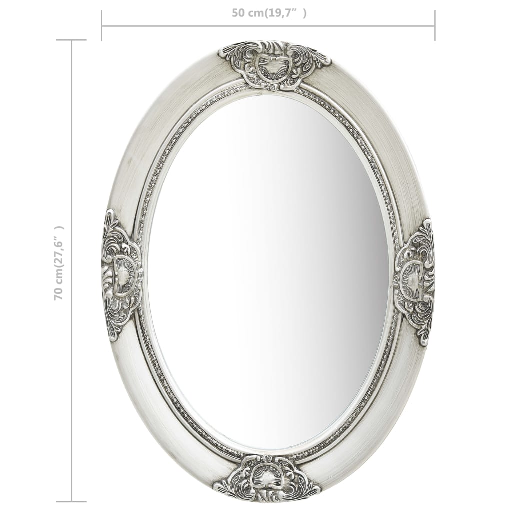vidaXL Nástenné zrkadlo v barokovom štýle 50x70 cm strieborné