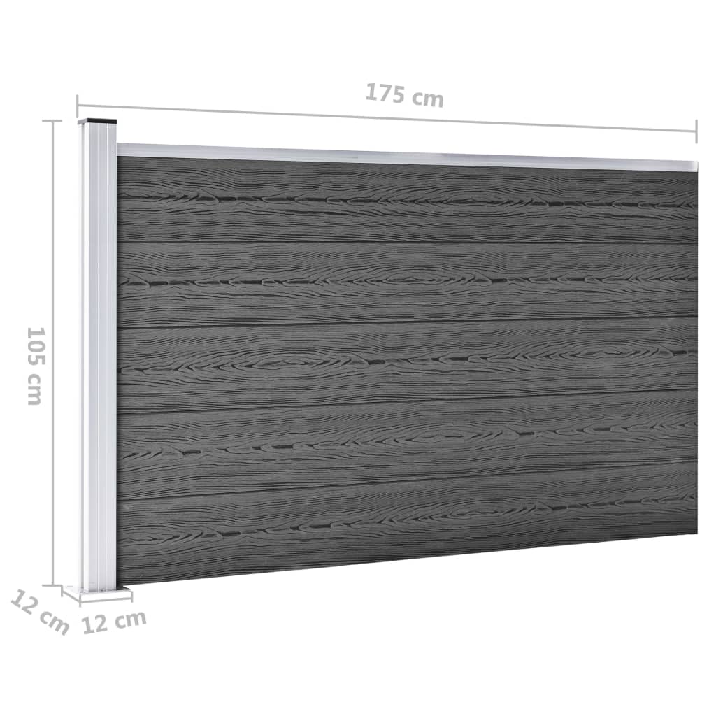 vidaXL Sada plotových panelov WPC 353x105 cm čierna