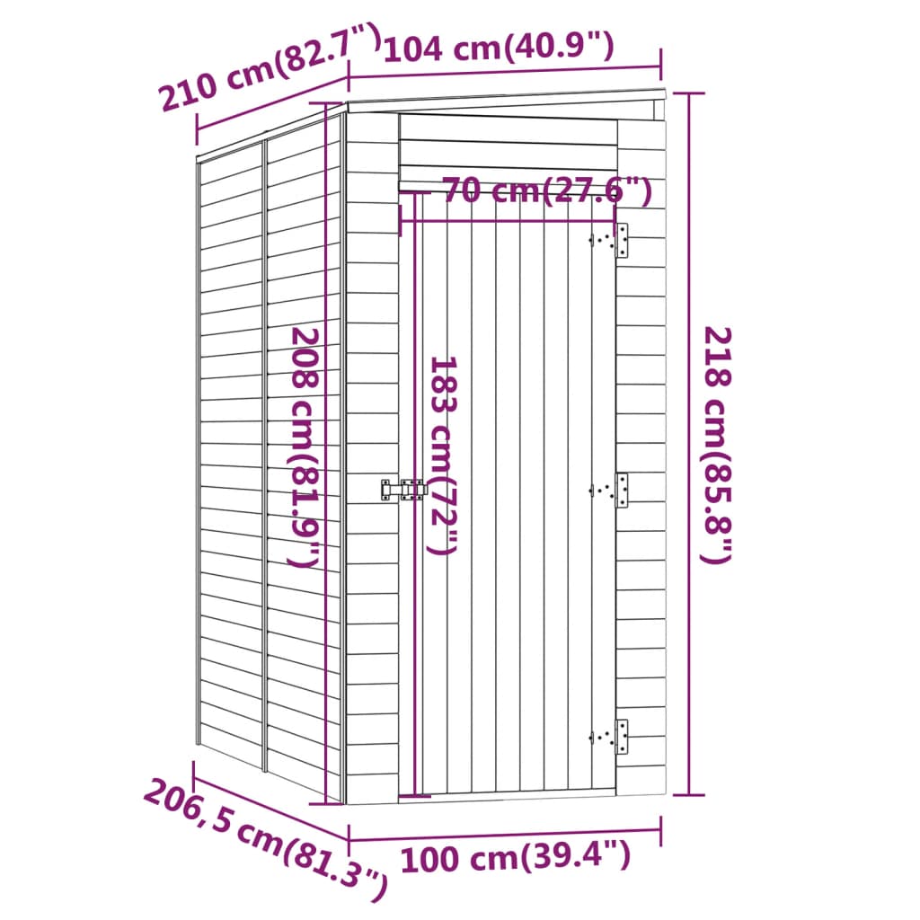 vidaXL Záhradná kôlňa 100x210x218 cm impregnovaná borovica