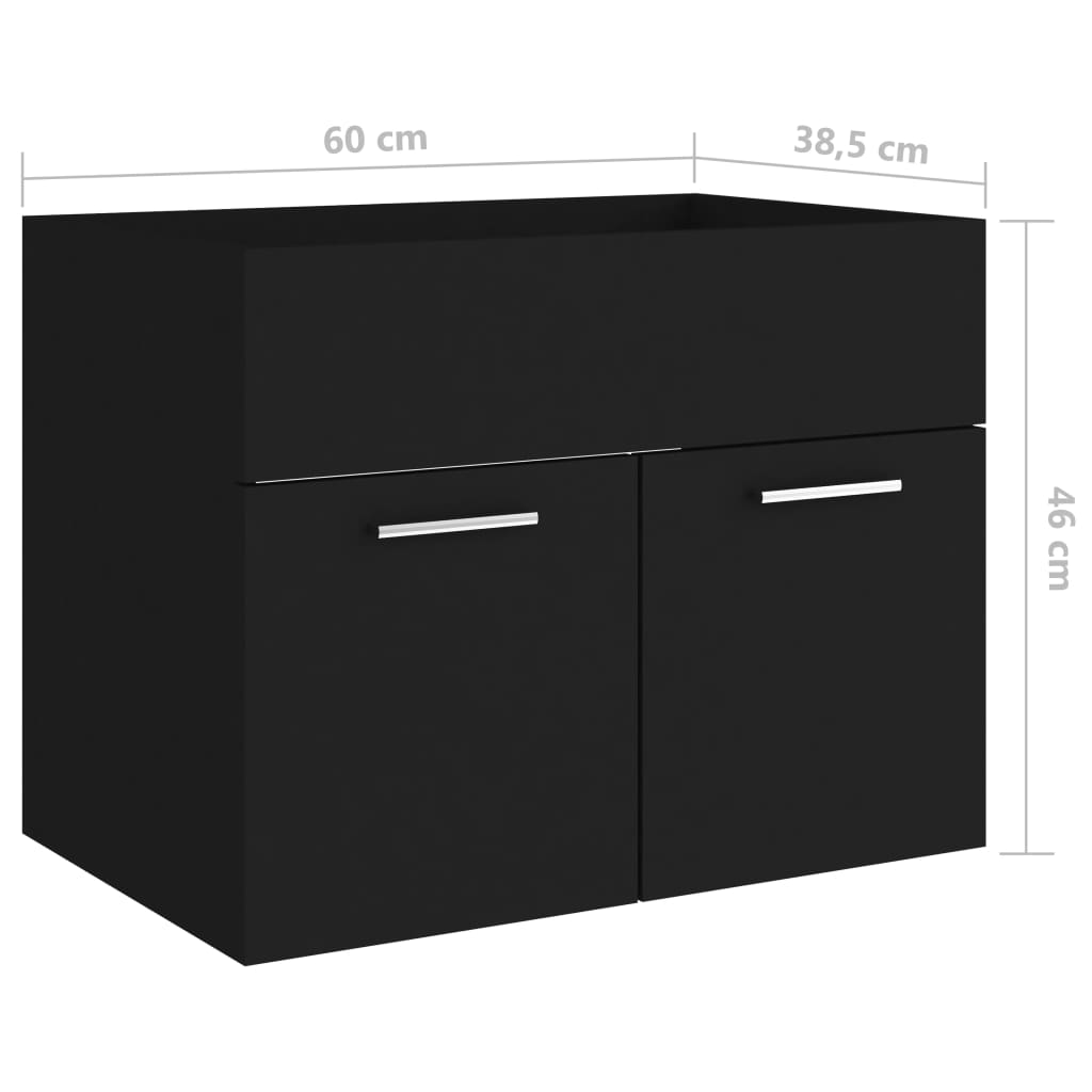vidaXL Skrinka pod umývadlo, čierna 60x38,5x46 cm, kompozitné drevo
