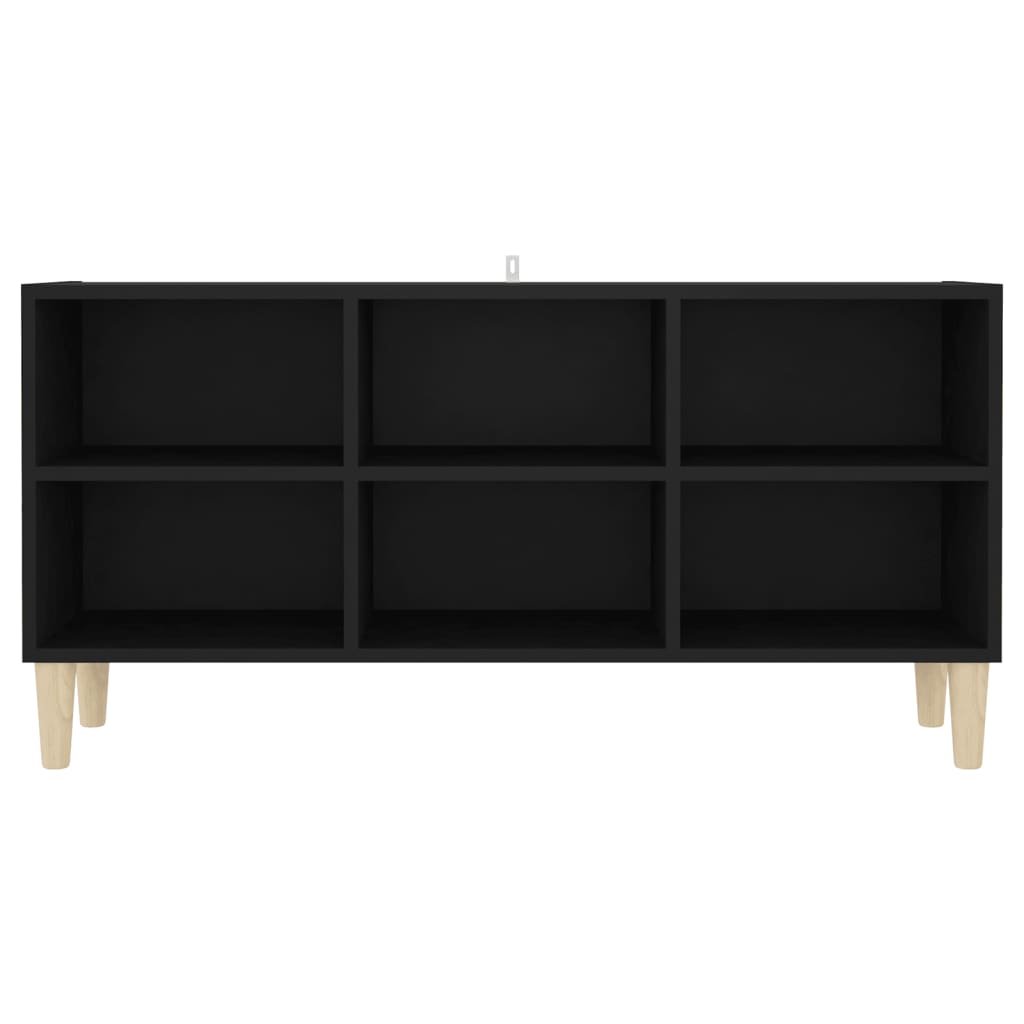vidaXL TV stolík nohy z masívneho dreva čierny 103,5x30x50 cm