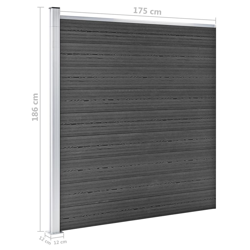 vidaXL Sada plotových panelov WPC 872x186 cm čierna