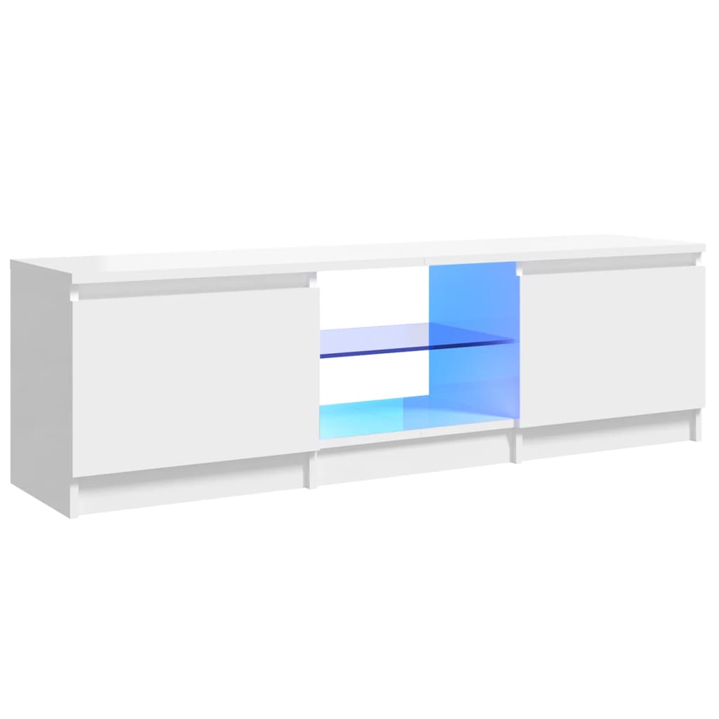 vidaXL TV skrinka s LED svetlami lesklá biela 120x30x35,5 cm