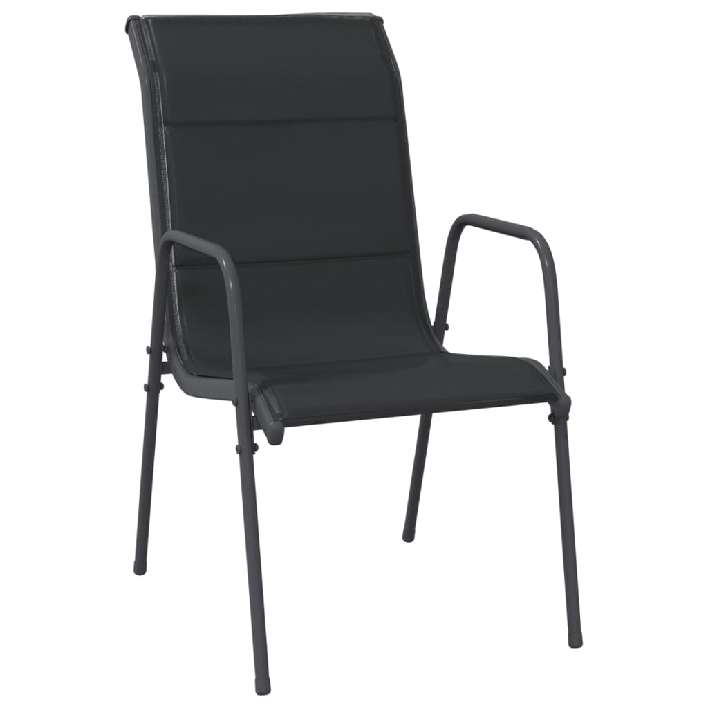 vidaXL Záhradné stoličky 2 ks oceľ a textilén čierne