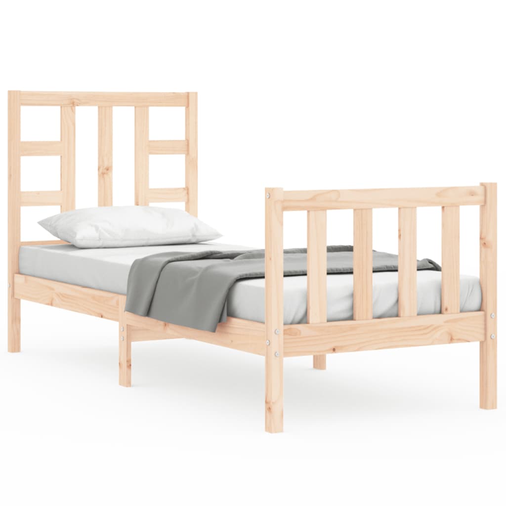 vidaXL Rám postele s čelom malé jednolôžko masívne drevo