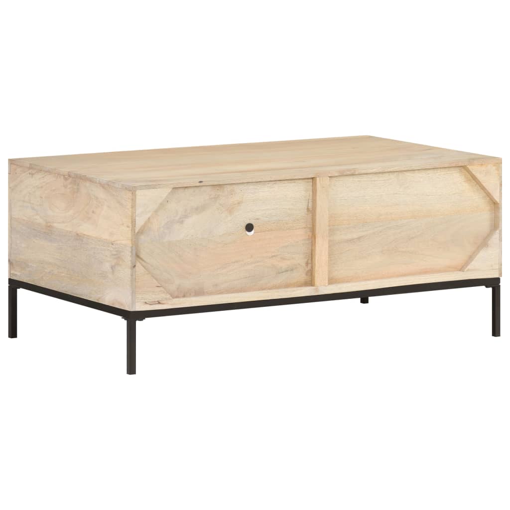 vidaXL Konferenčný stolík 90x50x40 cm mangovníkové drevo a prírodná trstina