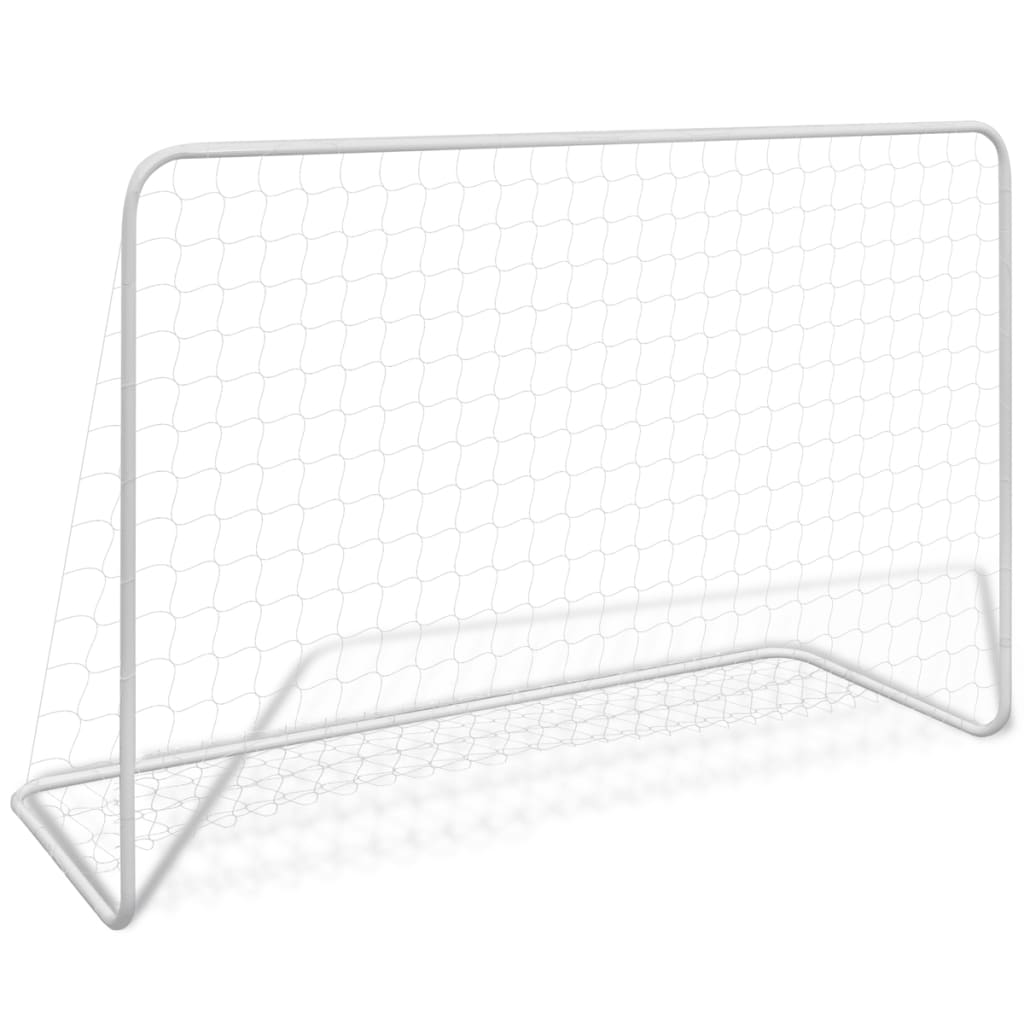 vidaXL Futbalová bránka so sieťou 182x61x122 cm oceľová biela