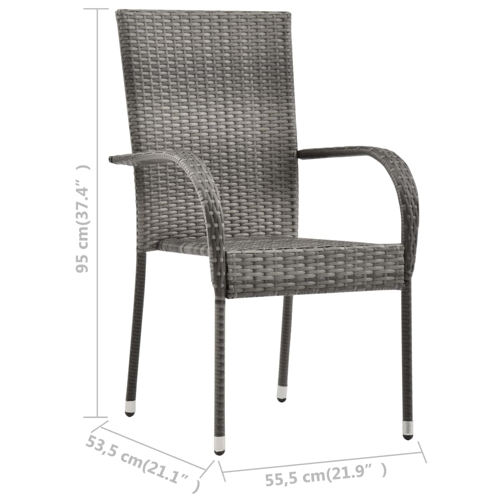 vidaXL Stohovateľné vonkajšie stoličky 4 ks sivé polyratanové