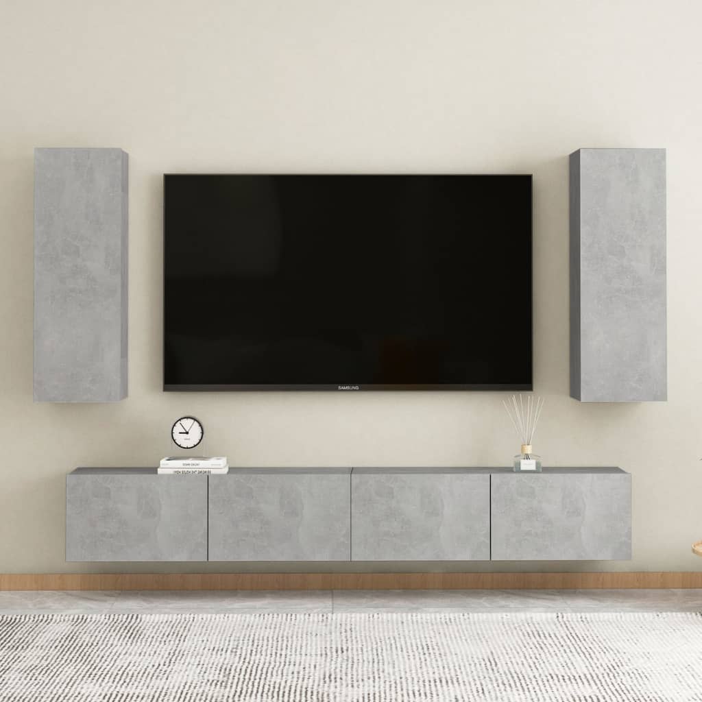 vidaXL TV skrinka, betónovo sivá 30,5x30x90 cm, kompozitné drevo