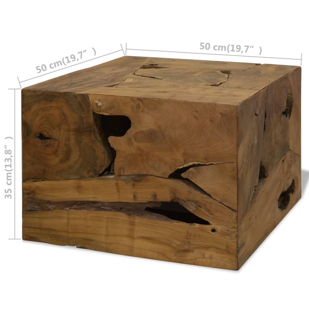 vidaXL Konferenčný stolík, 50x50x35 cm, pravé teakové drevo, hnedý