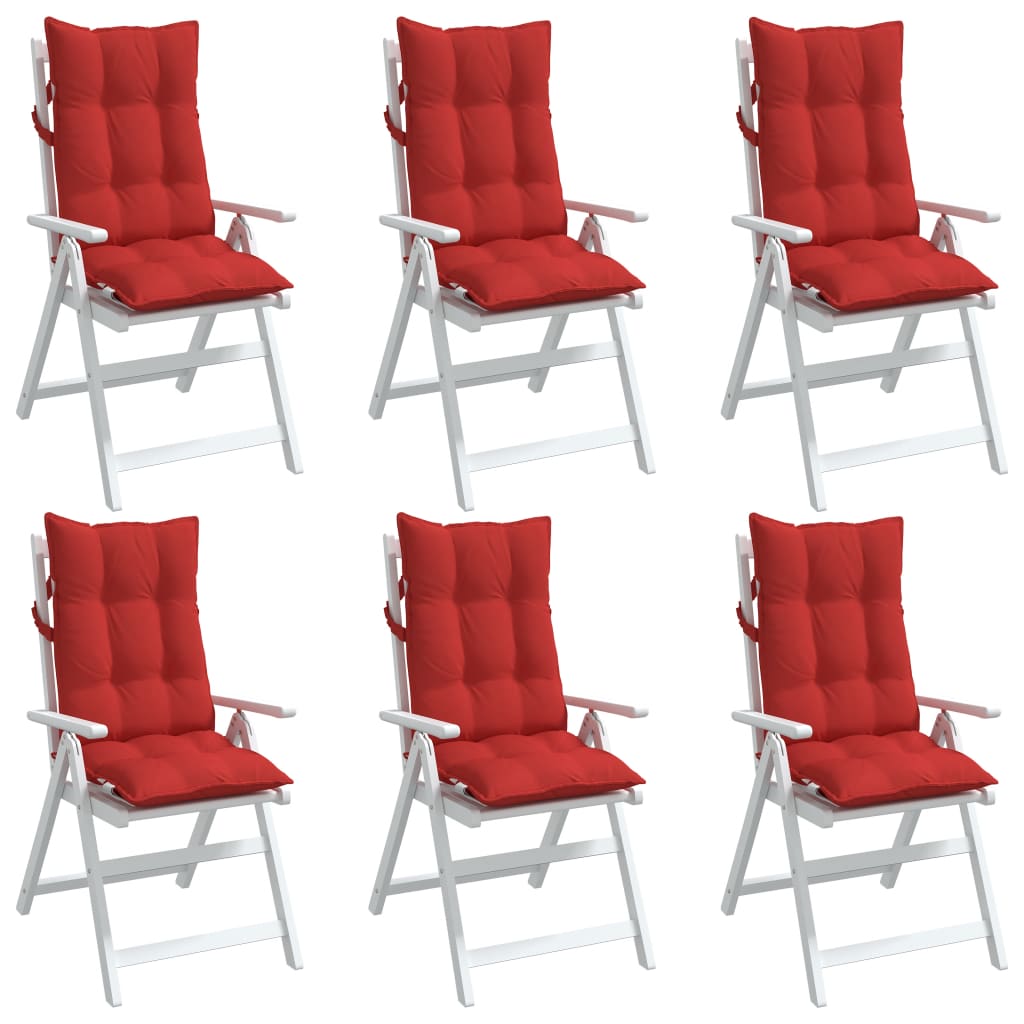 vidaXL Podušky na stoličky s vysokým operadlom 6 ks červené látka