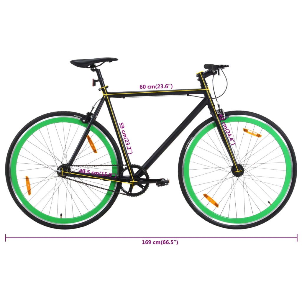 vidaXL Bicykel s pevným prevodom čierno-zelený 700c 59 cm