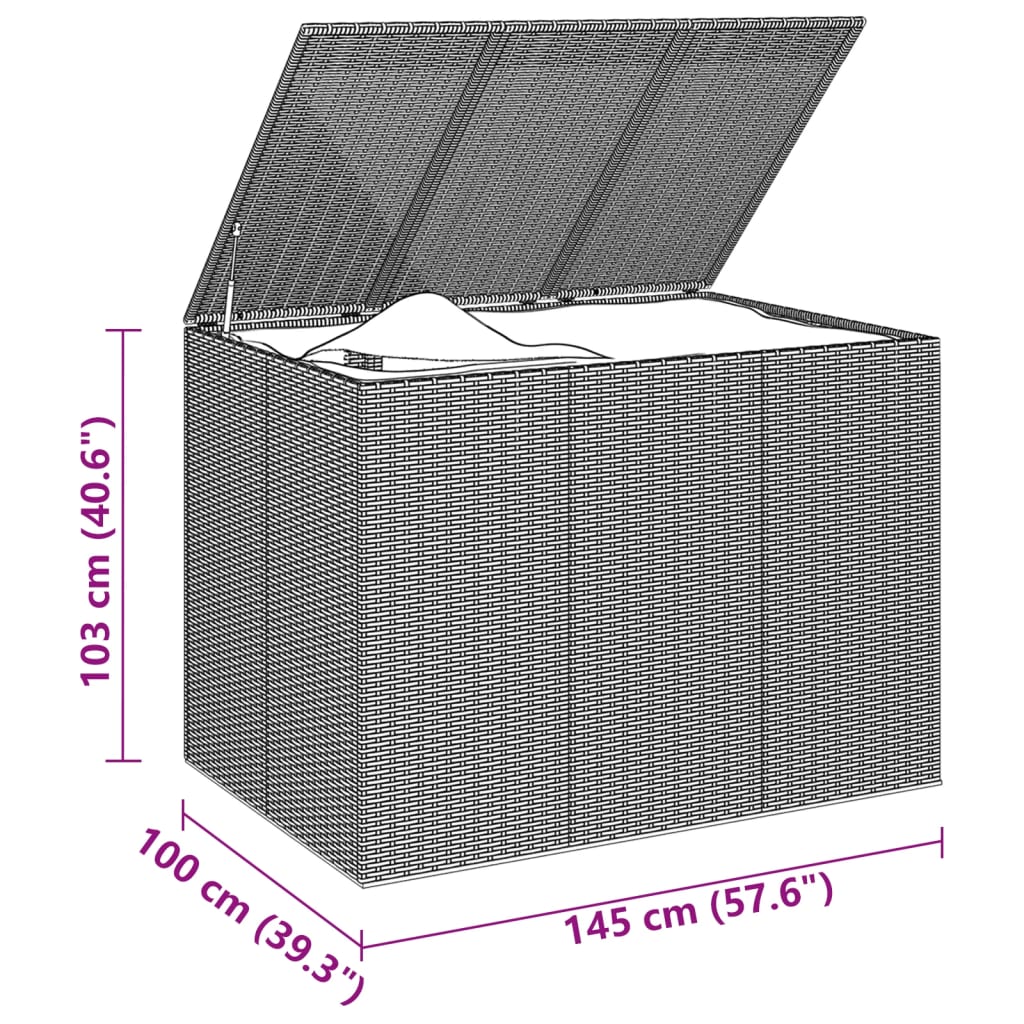 vidaXL Záhradný box na vankúše z polyratanu 145x100x103 cm hnedý