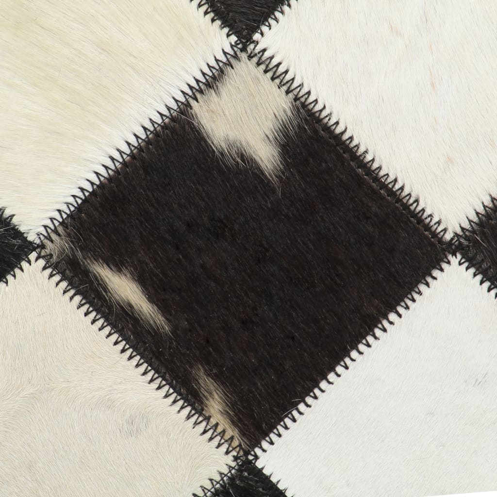 vidaXL Stolička s diamantovým vzorom, čierna, pravá koža