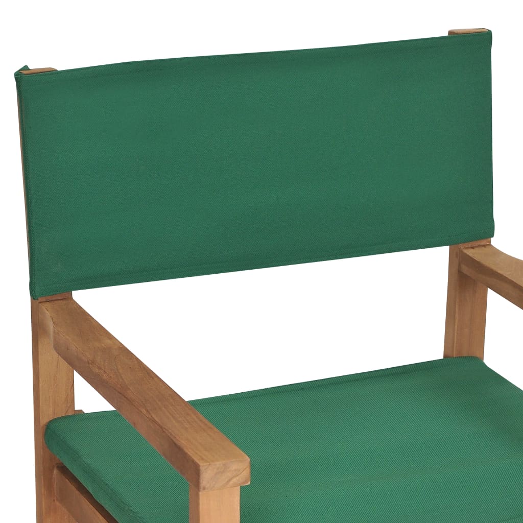 vidaXL Režisérska stolička, tíkový masív, zelená