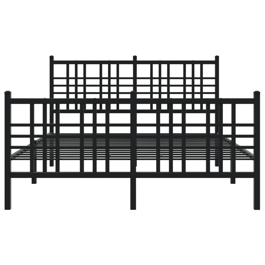 vidaXL Kovový rám postele s čelami čierny 137x190 cm