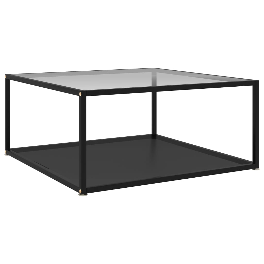 vidaXL Konferenčný stolík, priehľadný+čierny 80x80x35 cm, tvrdené sklo