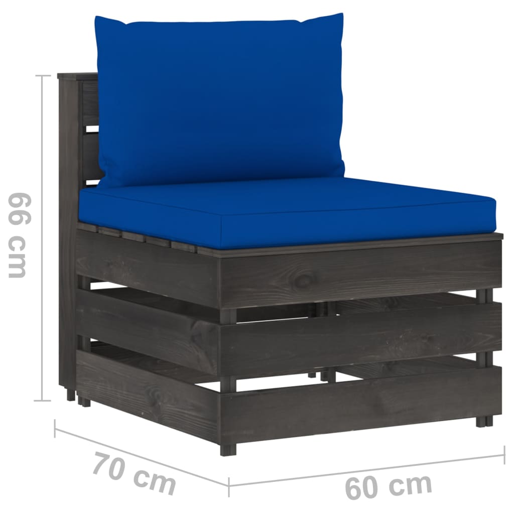 vidaXL 8-dielna záhradná sedacia súprava s podložkami sivé impregnované drevo