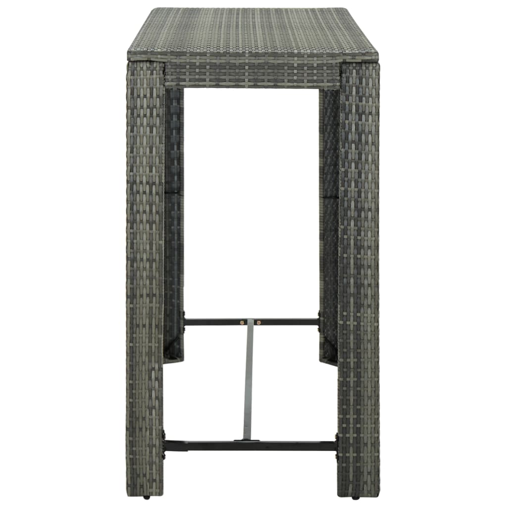 vidaXL Záhradný barový stolík sivý 140,5x60,5x110,5 cm polyratanový