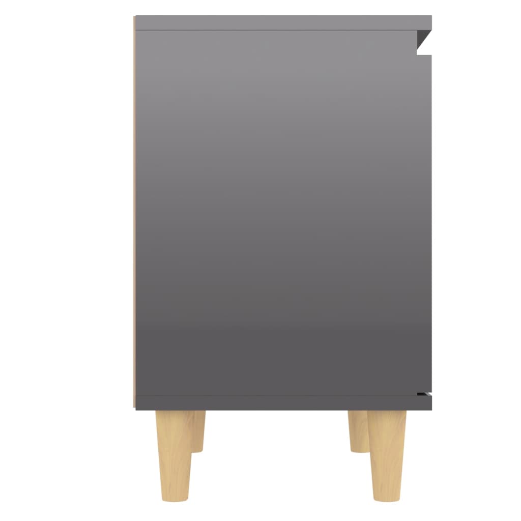 vidaXL Nočný stolík nohy z masívneho dreva lesklý sivý 40x30x50 cm