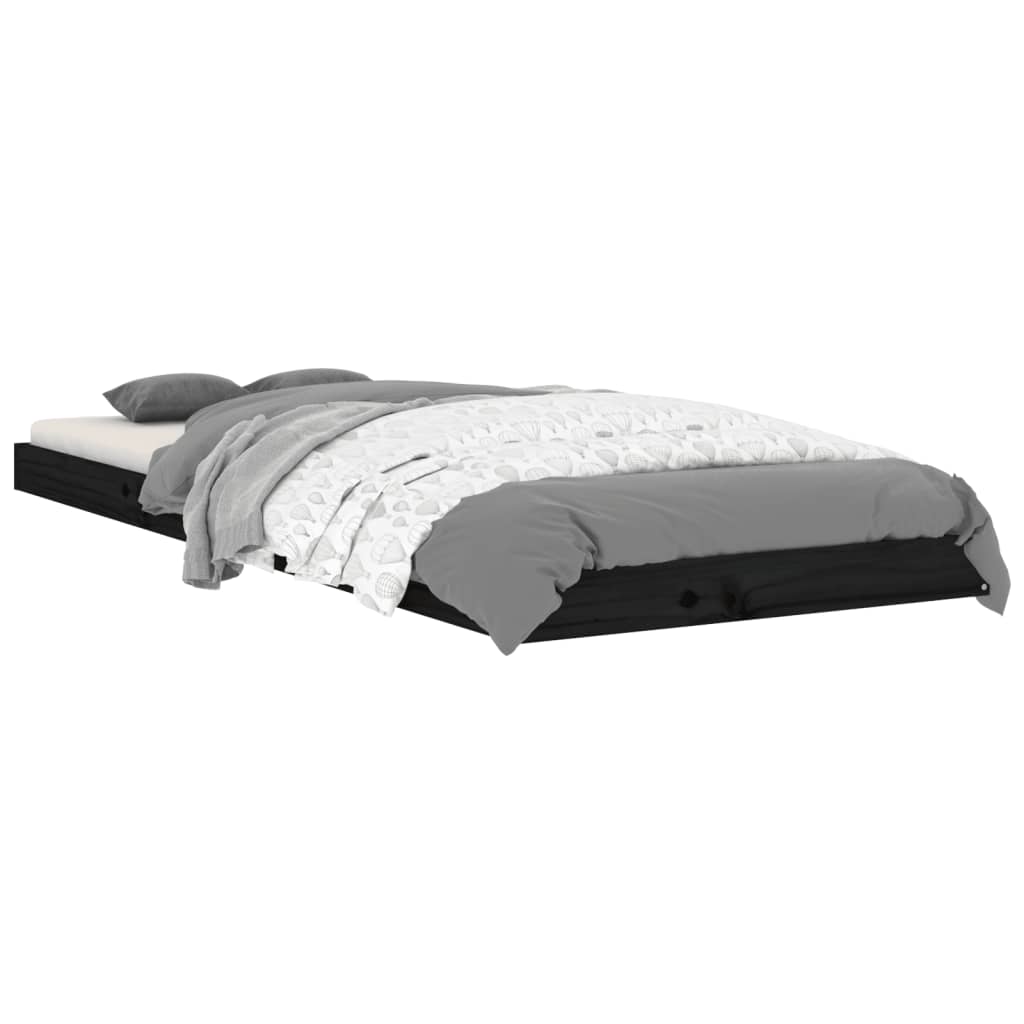 vidaXL Rám postele čierny 75x190 cm malé jednolôžko masívna borovica