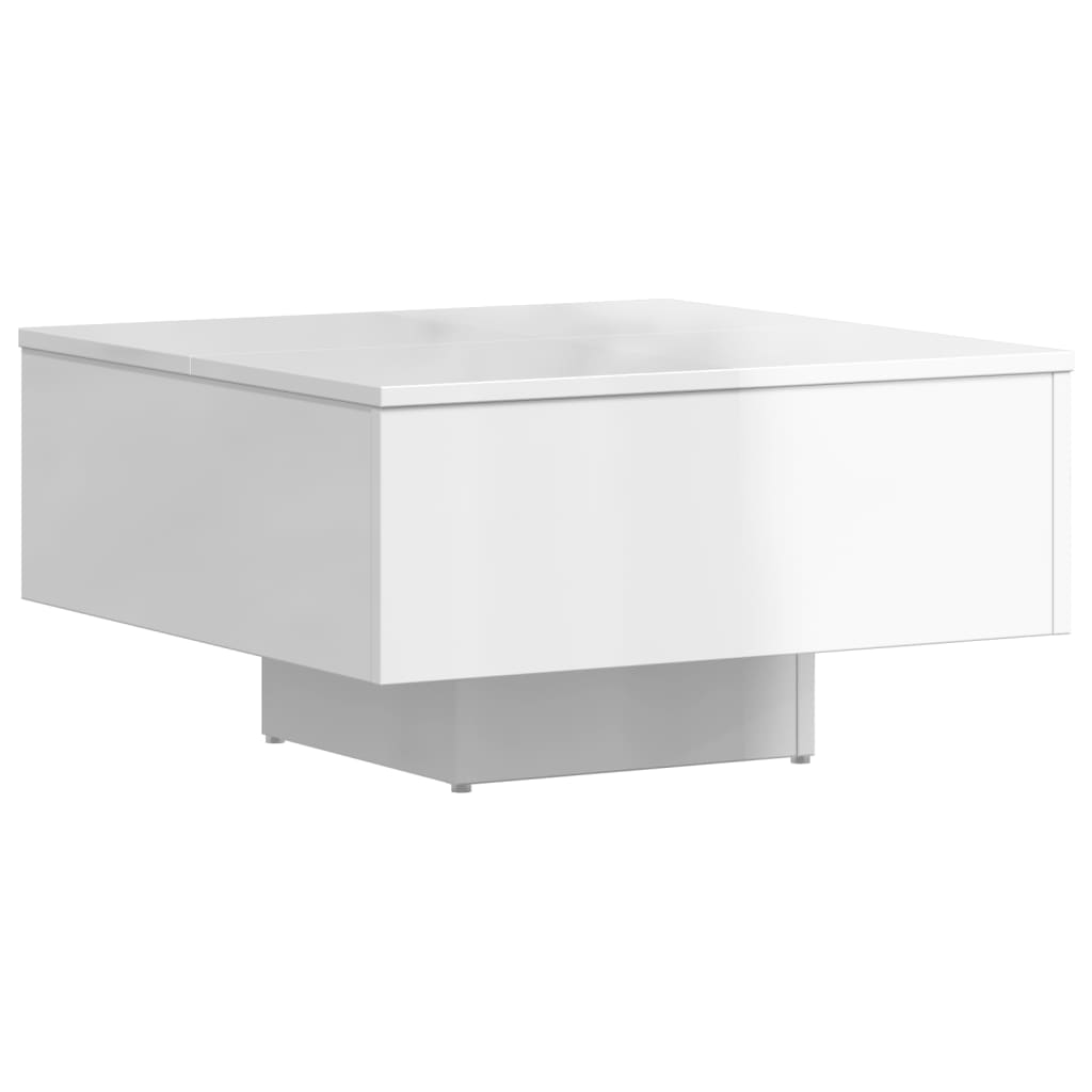 vidaXL Konferenčný stolík lesklý biely 60x60x31,5 cm drevotrieska