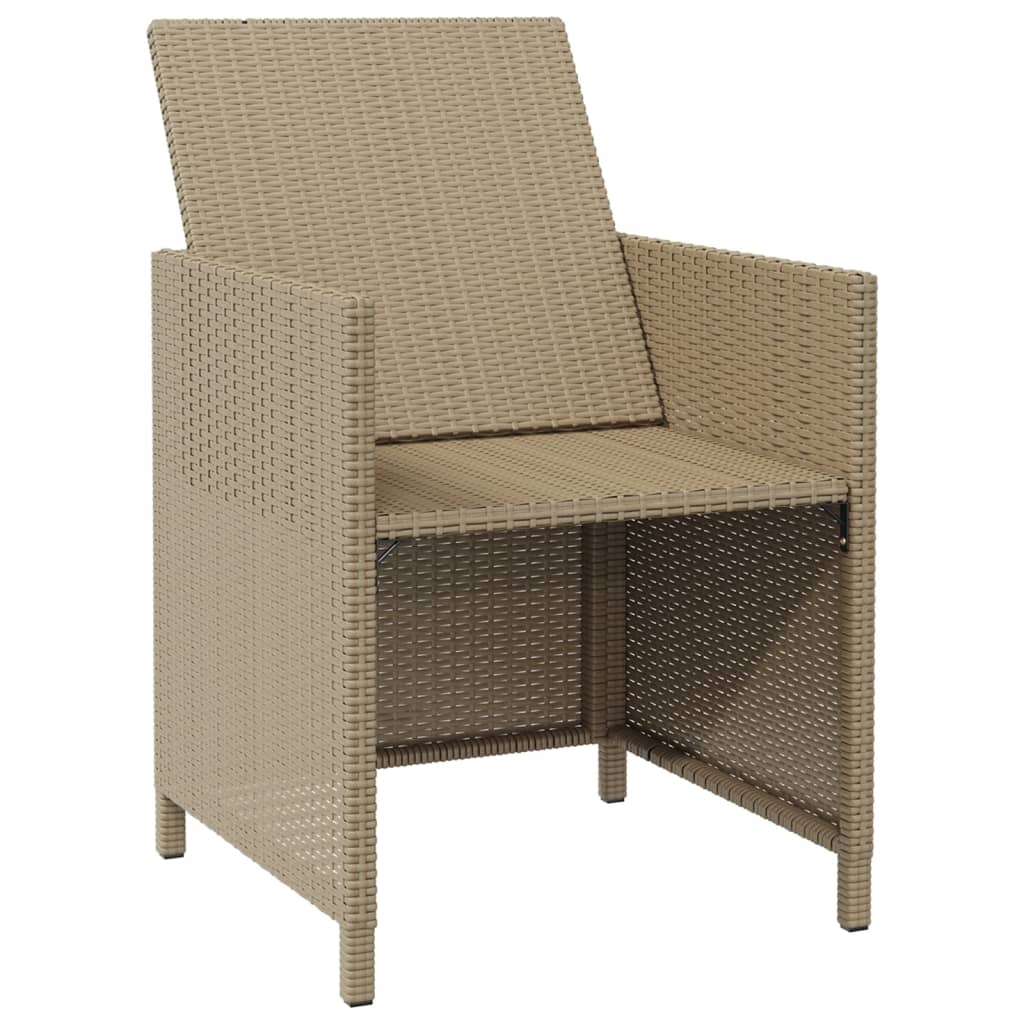 vidaXL Záhradné stoličky s podložkami 4 ks, polyratan, béžové