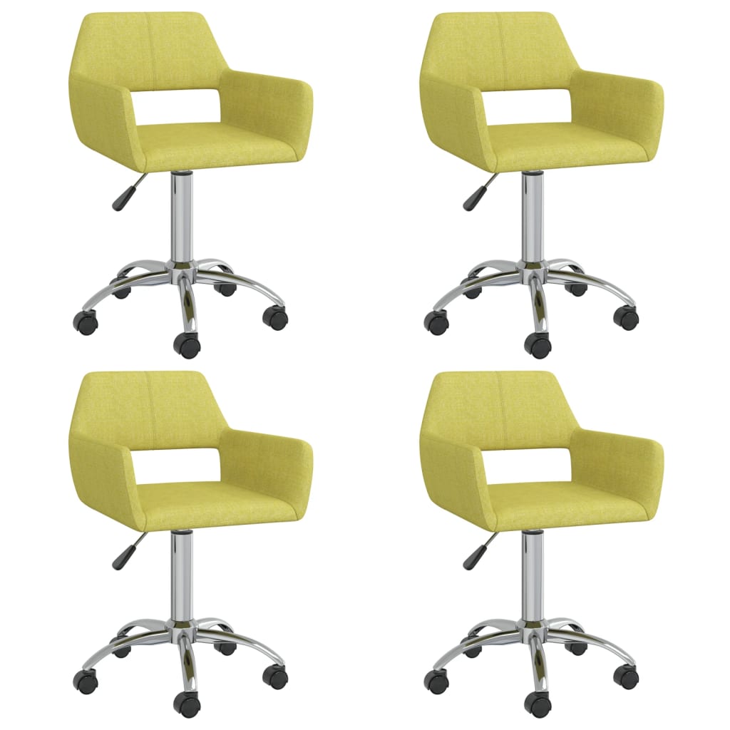 vidaXL Otočné jedálenské stoličky 4 ks zelené látkové