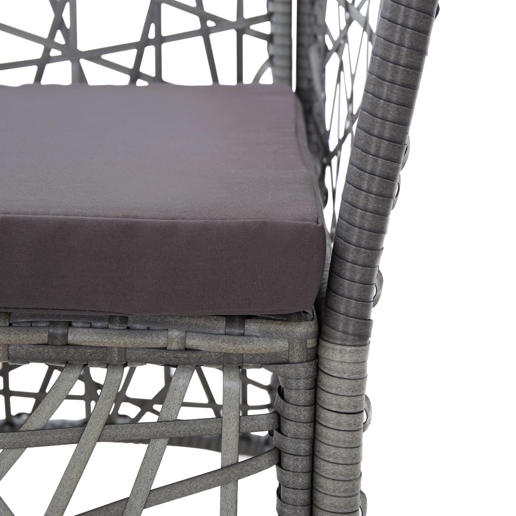 vidaXL Vonkajšie stoličky 2 ks s podložkami, polyratan, sivé