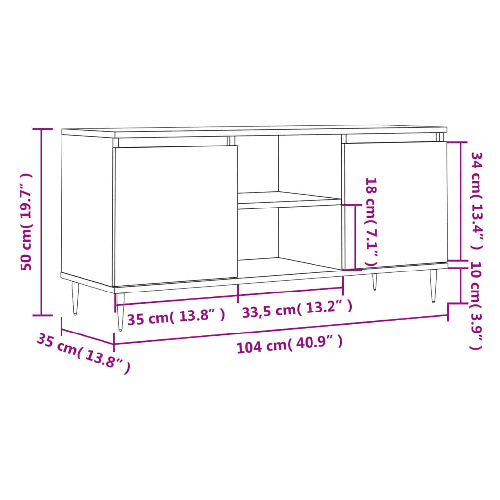 vidaXL TV stolík čierny 104x35x50 cm kompozitné drevo