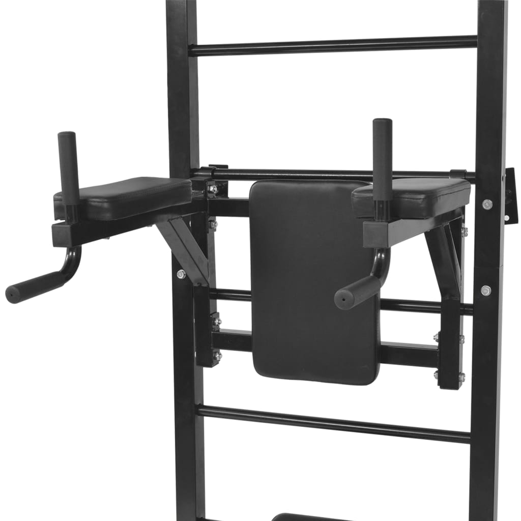 vidaXL Nástenná multifunkčná fitness posilňovacia veža, čierna