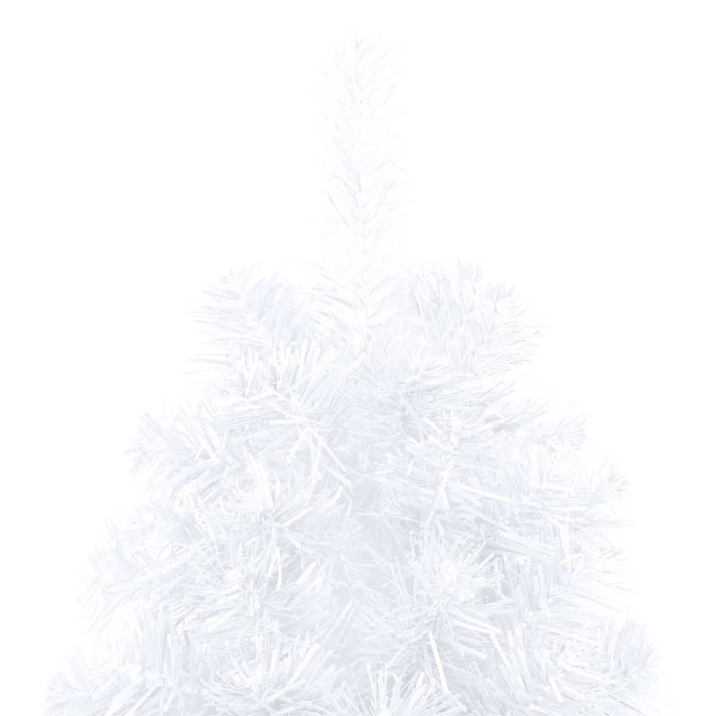 vidaXL Osvetlený umelý polovičný vianočný stromček+gule, biely 120 cm