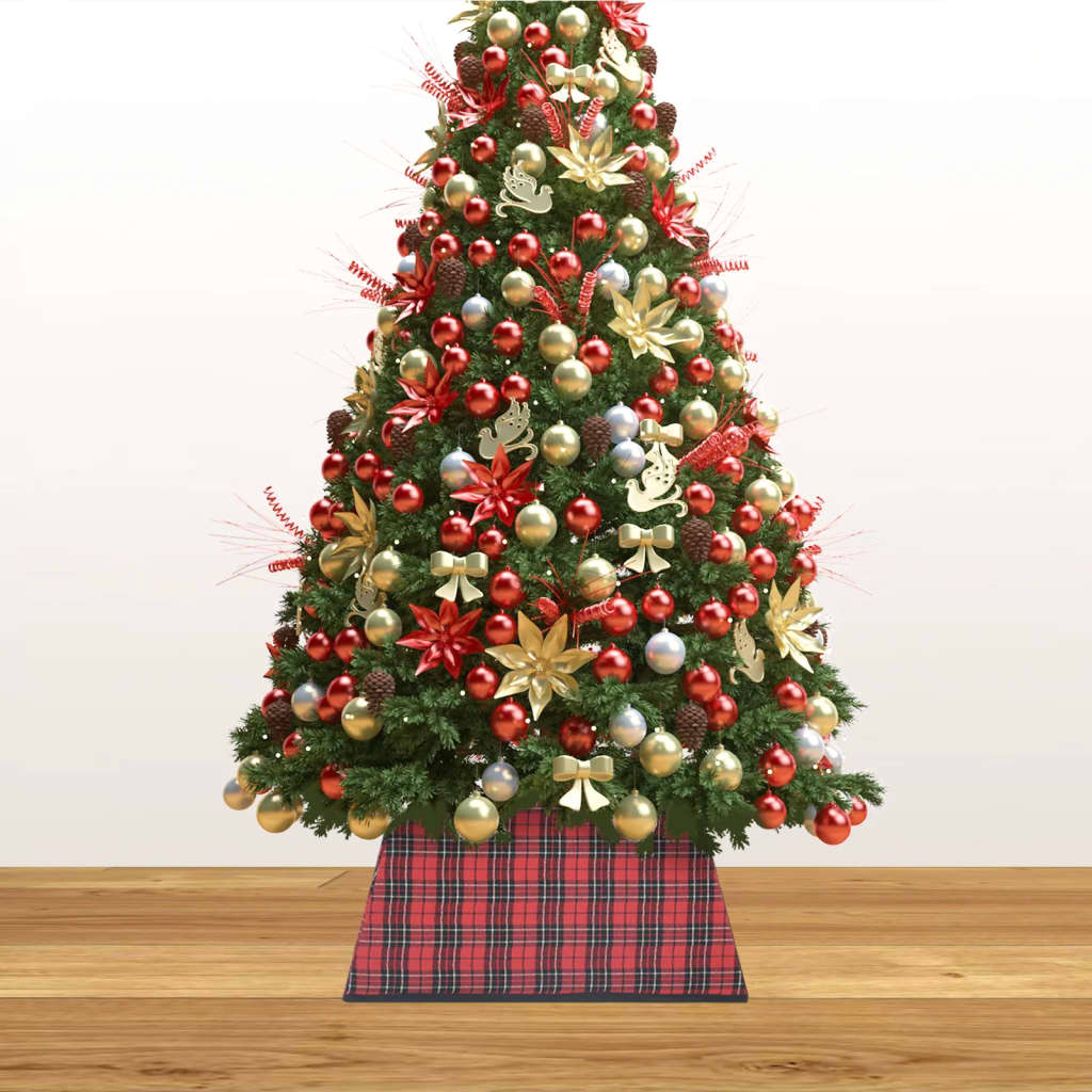 vidaXL Spodný kryt na vianočný stromček červeno-čierny 48x48x25 cm
