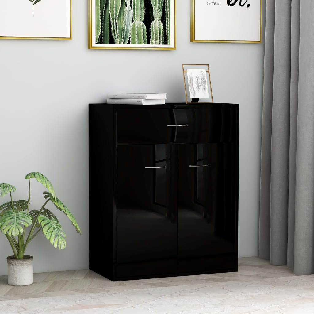vidaXL Komoda, lesklá čierna 60x30x75 cm, kompozitné drevo