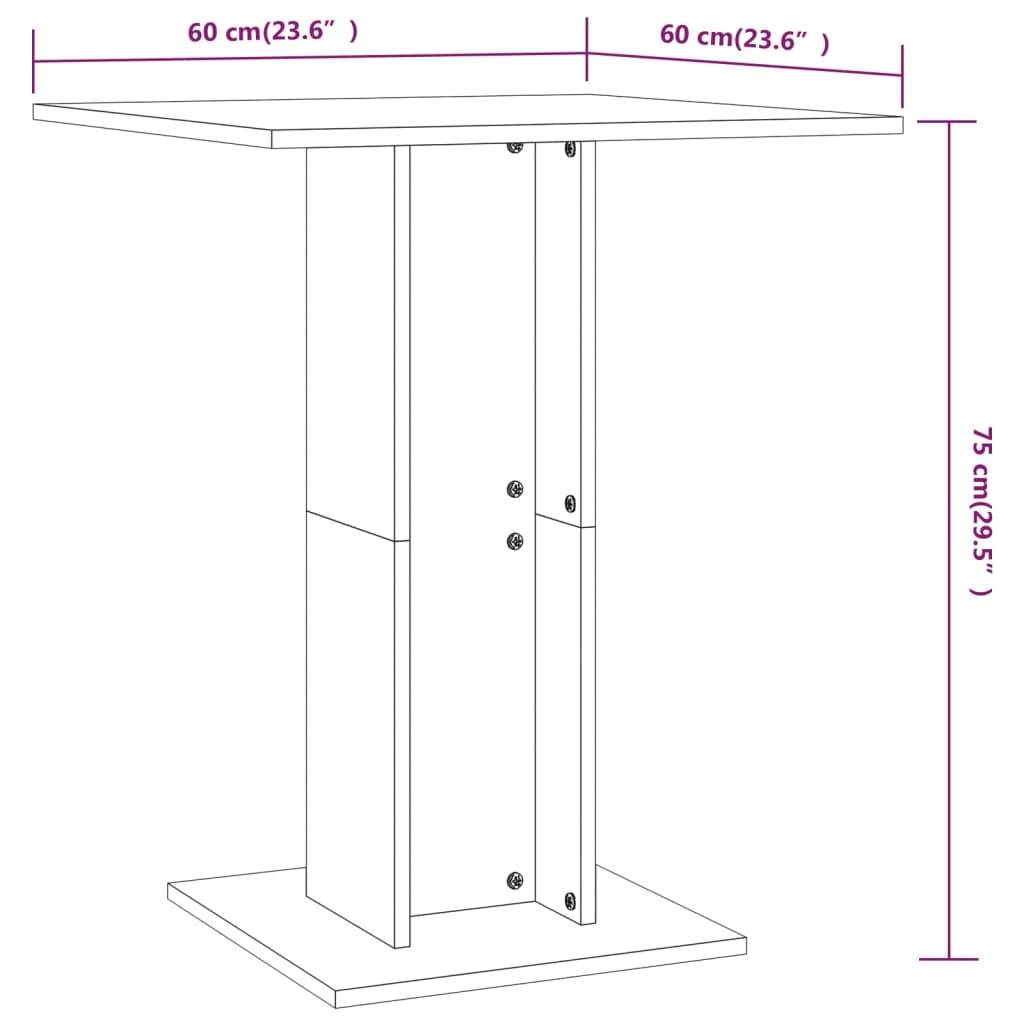 vidaXL Bistro stolík, sivý 60x60x75 cm, kompozitné drevo