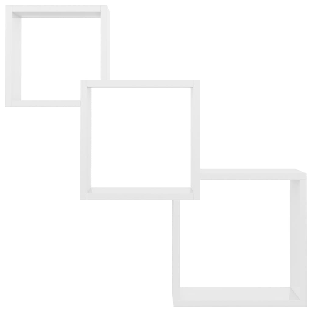 vidaXL Kockové nástenné police lesklé biele 68x15x68 cm drevotrieska