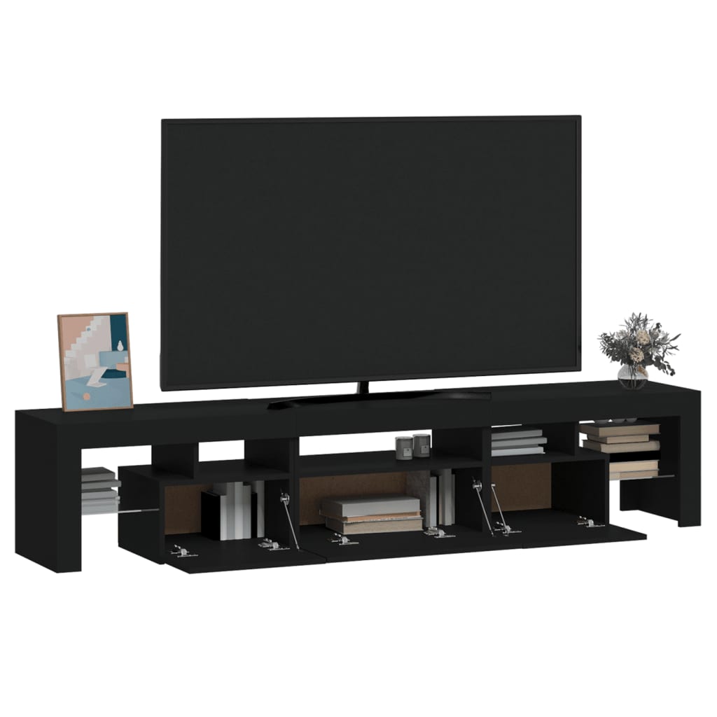 vidaXL TV skrinka s LED svetlami čierna 200x36,5x40 cm