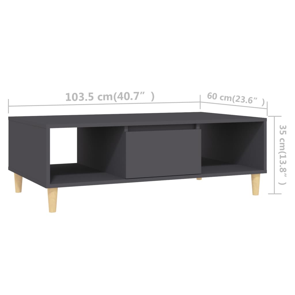 vidaXL Konferenčný stolík sivý 103,5x60x35 cm drevotrieska