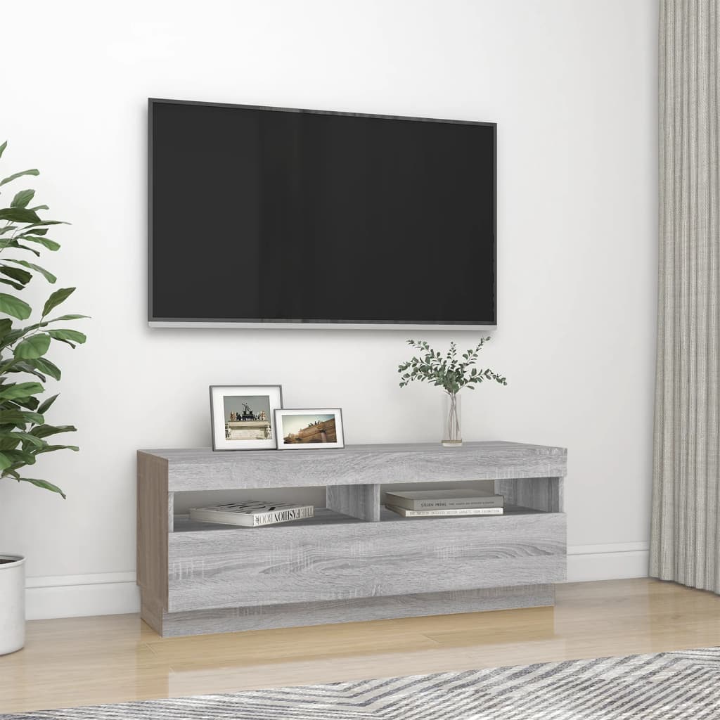 vidaXL TV skrinka s LED, sivý dub sonoma 100x35x40 cm