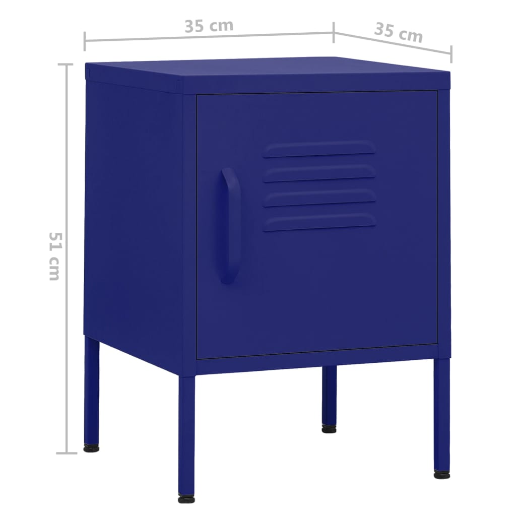 vidaXL Nočné stolíky 2 ks námornícke modré 35x35x51 cm oceľ