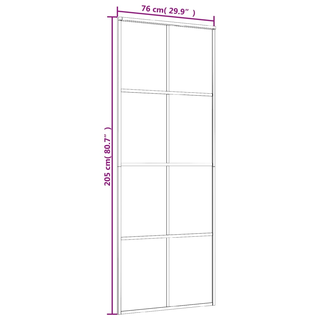 vidaXL Posuvné dvere čierne 76x205 cm ESG sklo a hliník