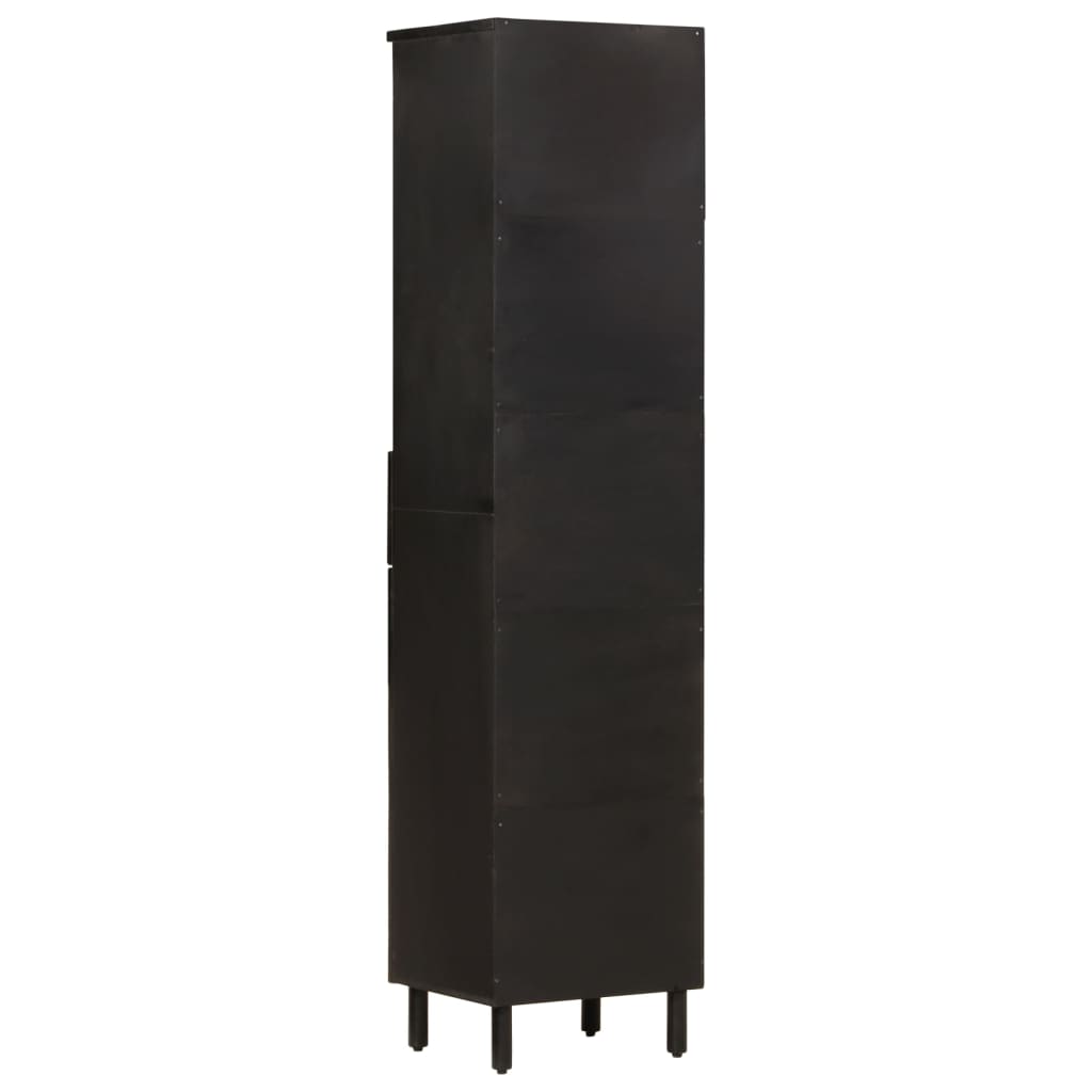 vidaXL Kúpeľňová skrinka, čierna 38x33x160 cm, mangový masív