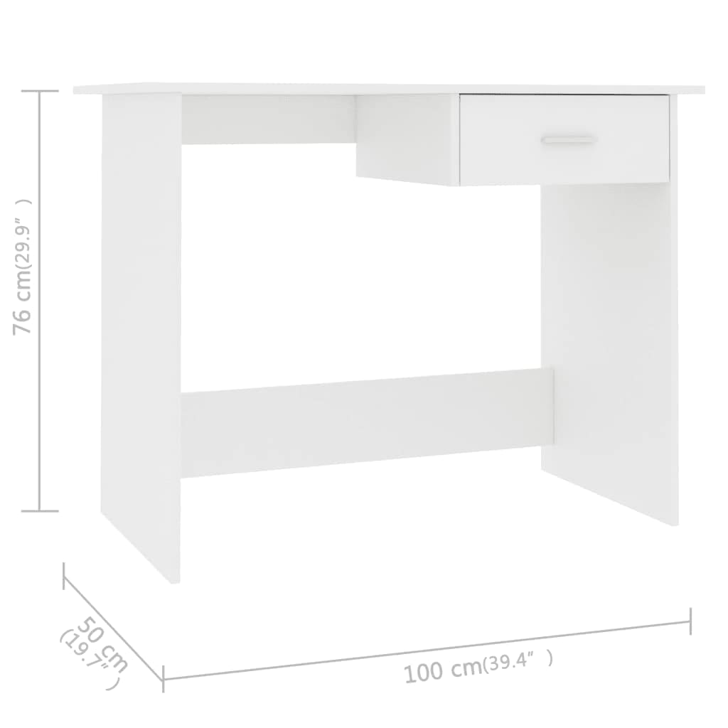 vidaXL Stôl biely 100x50x76 cm drevotrieska