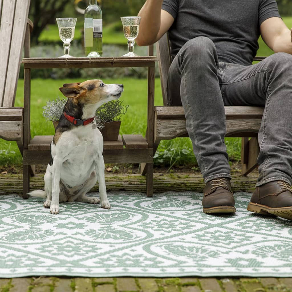 Esschert Design Vonkajší koberec 182x122 cm dlaždice zeleno-biele