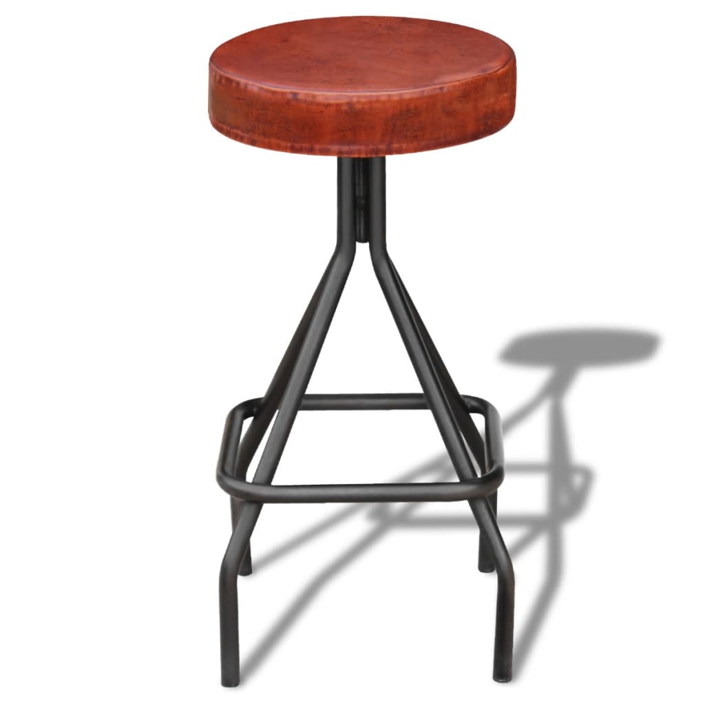 vidaXL Barová stolička, čierno hnedá, pravá koža