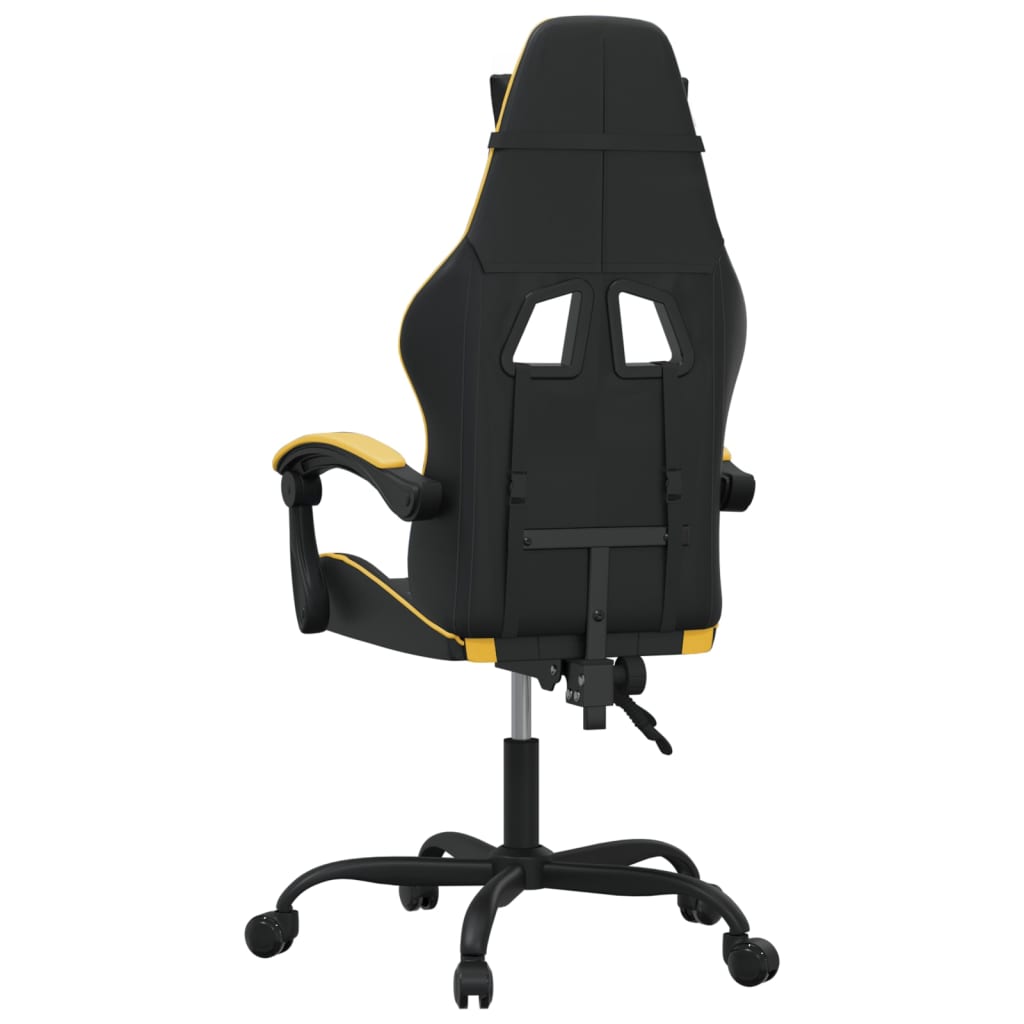 vidaXL Otočná herná stolička čierna a zlatá umelá koža