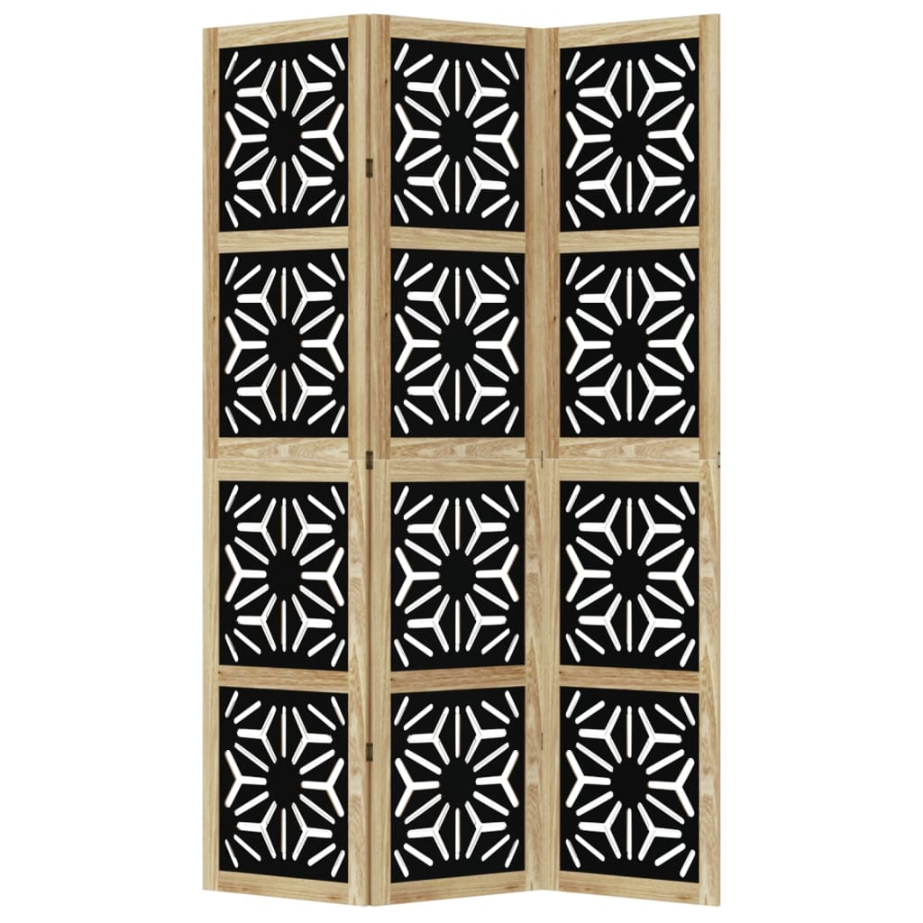 vidaXL Paraván, 3 panely, hnedo čierny, masívne drevo paulovnie